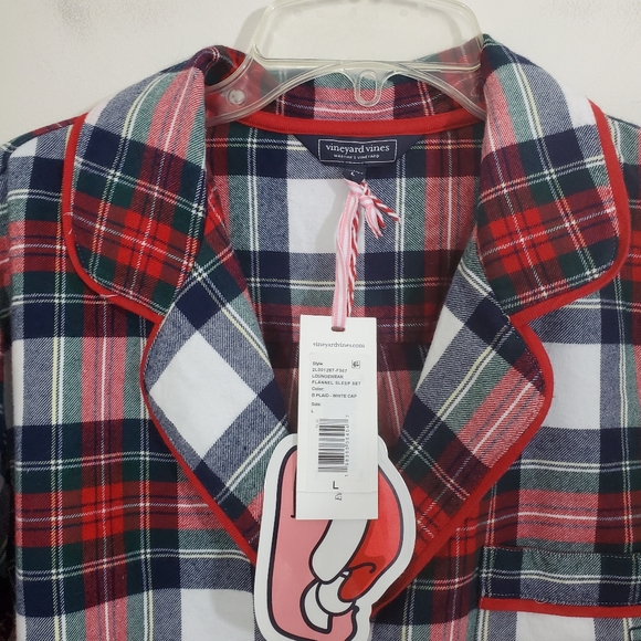 NWT Vineyard Vines Women's Flannel Pajama PJ Top Plaid Preppy Holiday Large - Picture 8 of 11